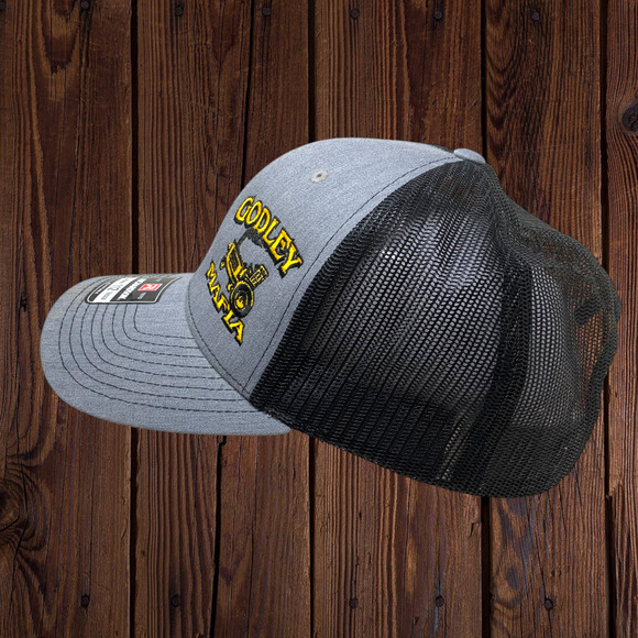 Godley Mafia Texas Tractor Embroidered Trucker Hat Cap Snapback Gray Mesh Back - Picture 4 of 7
